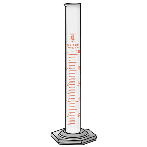 10ml Graduated Cylinder, Borosilicate 3.3 Glass, Single Metric Scale, Karter Scientific 213I10 (Single)...