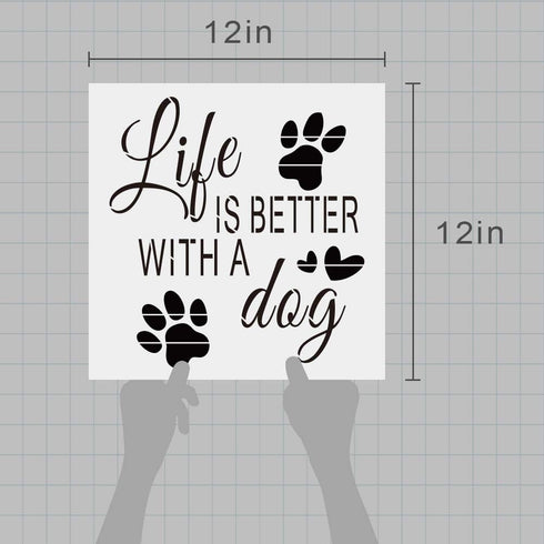 Life is Better with A Dog Alphabet Large Letter Stencil for Painting on Wood, Canvas, Walls, Floors, Fabrics and Furniture, Paint Wooden Signs, DI...