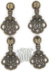 4 PCs Vintage Pendant Pull Handles - Antique Brass Drop Pulls for Cabinet Dresser Wardrobe - Height 2-13/64" (56 mm), Pendant Width 1-17/64" (3.2 ...