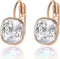 Austrian Crystal Square Cushion Drop Leverback Earrings for Women 14K Rose Gold Plated Hypoallergenic Jewelry...