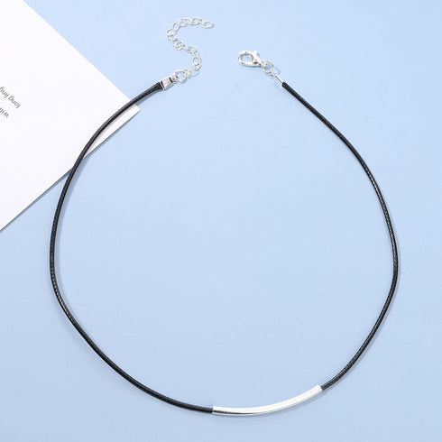 Boho Bar Suede Choker Necklace Black Leather Necklace Chain Silver Bar Choker Black Cord Velvet Choker Necklace for Women and Girls Gifts...