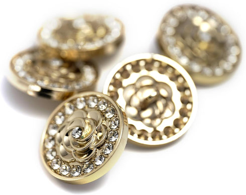 20 pcs Golden Metal Stamping Camellia Sewing Shank Coat Buttons -22mm -8/9"...