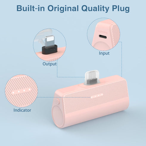 Mini Portable Charger for iPhone, 5000mAh Small Battery 2 Packs Ultra-Compact Power Bank Compatible with iPhone 14/13/13 Pro/12/12 Pro/11/SE/XR/XS...