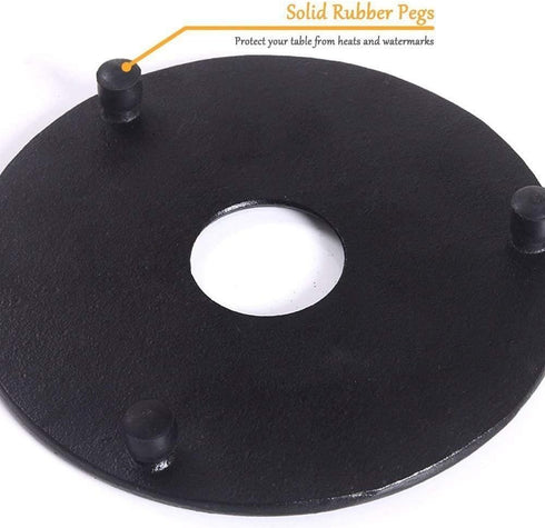 suyika Cast Iron Mat with Rubber Pegs/Feet for Japanese Tea Kettle Cast Iron Teapot Black Trivet 5.3in...