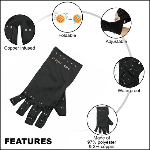 Copper Care Copper Infused Compression Gloves Large, XLarge, XXLarge (One Pair)...
