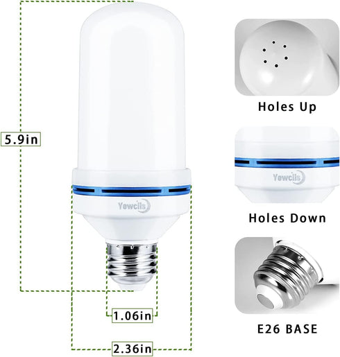 LED Flame Effect Light Bulb, 4 Modes E26 Base Fire Light Bulbs with Gravity Sensor (Blue - 2 Pack)...
