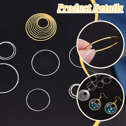 PH PandaHall 240 pcs 8 Sizes 10/12/14/16/18/20/22/25mm Round Open Back Bezel Charms Pendants Hollow Frame Pendant for Resin Earring Bracelet Penda...