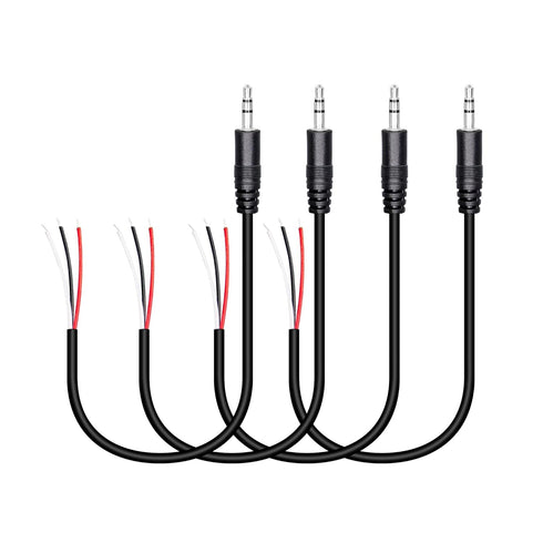 RIIEYOCA 4 Pack 3.5mm Male Plug to Bare Wire Stereo Audio Cable,1/8" TRS 3 Pole Mono Male Plug to Open End Audio Cable,for and Audio Equipment Ins...