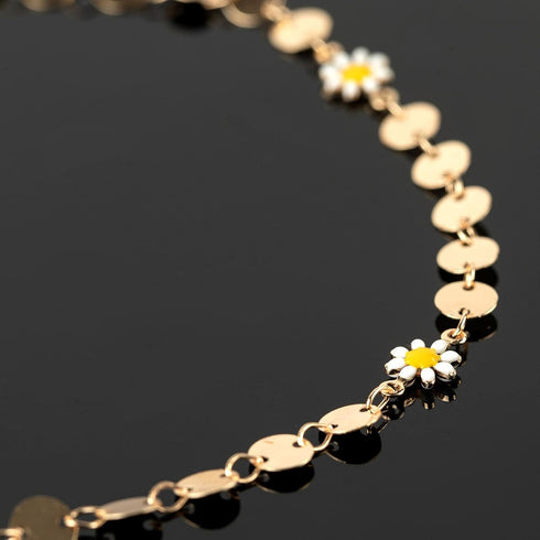 YOUBEIYEE 16.4 Feet Gold Plated Chain for Jewelry Making Brass Sequin Link Chain Roll White Daisy Chain Necklace Bracelet DIY for Women...