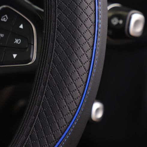 Car Steering Wheel Cover, Leather Auto Steering Wheel Protector, Anti-Slip Car Interior Protection Accessories for Men and Women, 15 inch Universa...