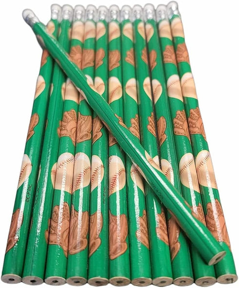 Baseball Sport Theme #2 Lead Wooden 7.5 Inches Pencils (24 Pack) Party Favor bags for Birthday Party, School Student Incentive Rewards Goody Bag, ...