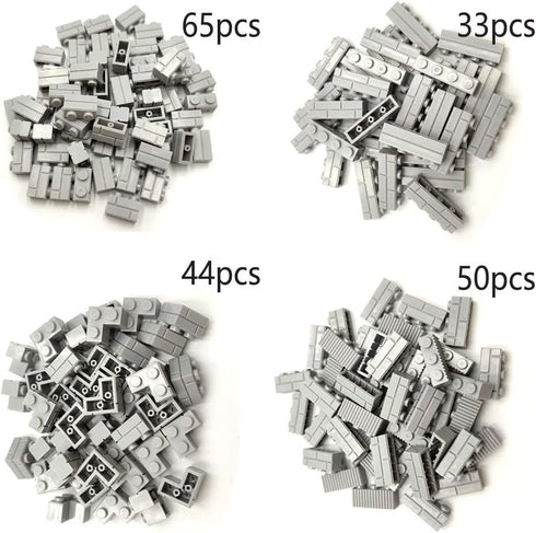 192PCS Masonry Walls Gray Building Bricks Loot Pieces Accessories Brick Bazaar Compatible Classic Creative Toy (Light Gray)...