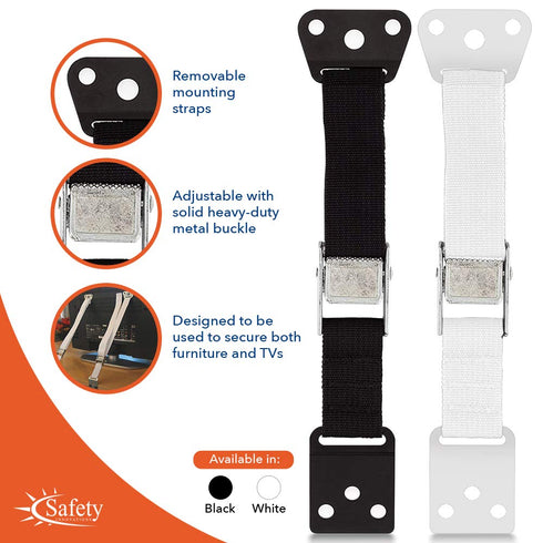 Safety Innovations Heavy Duty TV and Furniture Straps - Baby Proofing Anti Tip Straps for Child and Baby Safety - Expert Designed Strap Anchors Fu...