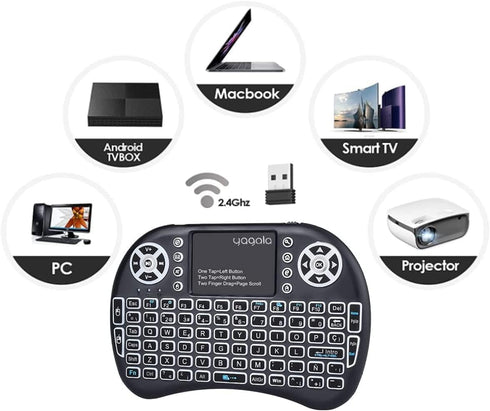 Backlit Mini Keyboard Touchpad Mouse, Portable 2.4Ghz Mini Wireless Keyboard with Touchpad Work for iPad, PC, Android TV Box, Smart TV, Tablet and...