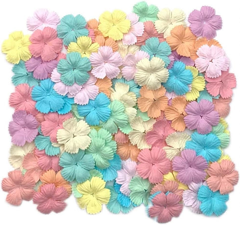 Handmade100 pcs Patch Starburst Flowers 29x29mm Mulberry Paper Flowers Scrapbooking Wedding DIY Craft Supplies Card (Pastel Tone)...