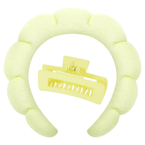 Skincare Headbands for Women, Makeup Spa Headband Bubble Face Wash Headbands for Washing Face or Facial with Hair Clips, Thick Hair Cute Puffy Spo...