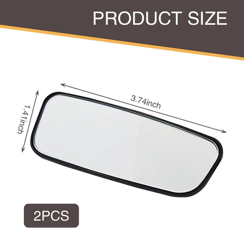 2 PCS Car Rearview Mirror, Waterproof HD Glass Adjustable Vehicle Reversing Auxiliary Mirror with Curved Mount, Universal Rectangular Blind Spot M...