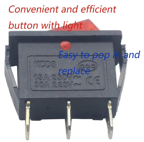 3 pin 2 Position Red Lighted Rocker Switch for Desktop Grinder,Electric Fireplaces,Neon Lamp,Household appliances,Lawn Mower,Electric Tool and Sno...
