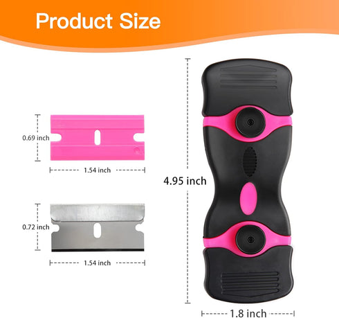 Razor Blade Scraper with Safety Cap, Plastic Razor Blade Scraper Tool with 20Pcs Razor Blades, Razor Scraper for Glass Clean, Paint, Gum, Cooktop,...