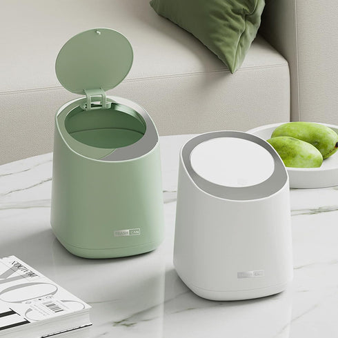 Mini Desktop Trash Can with 90 Trash Bags, Press-Type Countertop Wastebasket with Lid, Small Plastic Garbage Can for Bathroom Bedroom Living Room ...