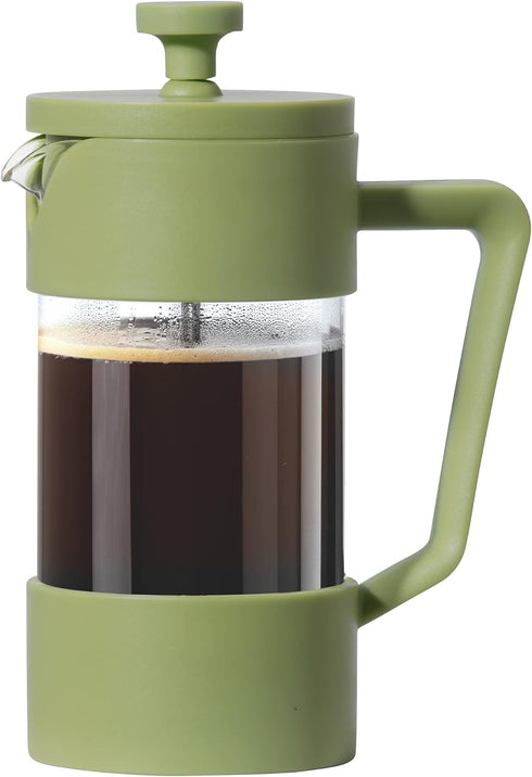 Oggi French Press Coffee Maker (12oz)- Borosilicate Glass, Coffee Press, Single Cup French Press, 3 cup Capacity, Olive...