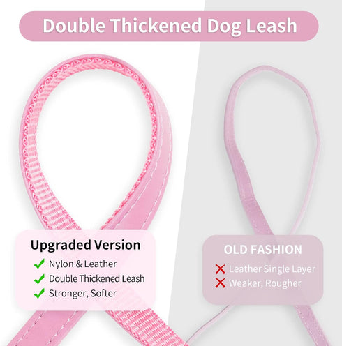 Dog Collars for Medium Dogs with Leash, Epesiri Spiked Dog Collar for Large Dogs, Girl Pink Dog Collar, Studded Rivet Pit Bull Leather Dog Collar ...