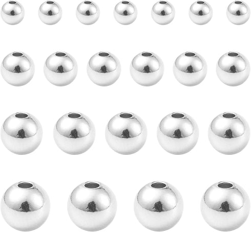 Stiesy 200 Pcs Brass Spacer Beads 3mm 4mm 5mm 6mm Round Loose Beads for Jewelry Making Supplies...