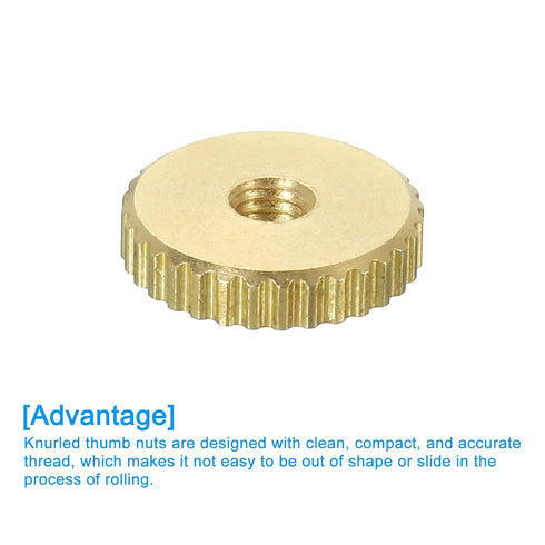 uxcell Knurled Thumb Nuts, 4Pcs M3 x D11mm x H2.5mm Brass Flat Head Through Hole with Collar Flat Head Through Hole Round Knobs Fasteners for 3D P...