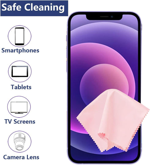 Glasses Cleaner Cloth - Microfiber Cloth for Eyeglasses, Lenses, Cameras, Screens, Cell Phone, LCD TV Screens and More - 6"x7" (Pink, 12 Pack)...