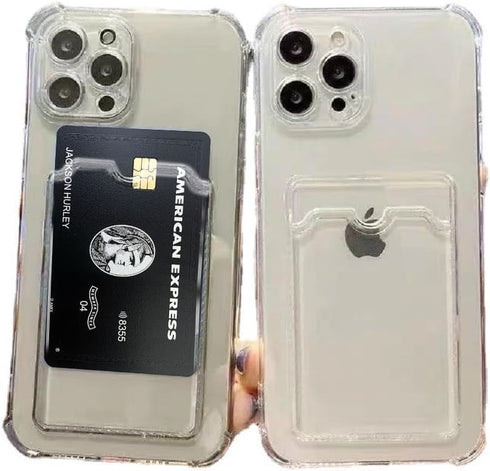 Phone Case with Single Card Holder Compatible with iPhone 12 promax Clear Transparent Shockproof Bumpers Cases for Camera Lens Protector (12 Pro M...