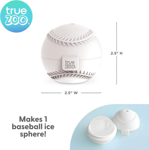 True Zoo Baseball Ice Mold, Silicone Ice Sphere Mold, Novelty Ice Maker, Set of 1, White, Dishwasher Safe, Ice Cube Tray...