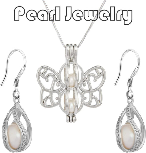 DOUBI Pearl Bead Cages Pendants Necklace Charms for Adults Women DIY Jewelry Making Aromatherapy Diffuser Necklace Lockets Metal Charms for Crafts...
