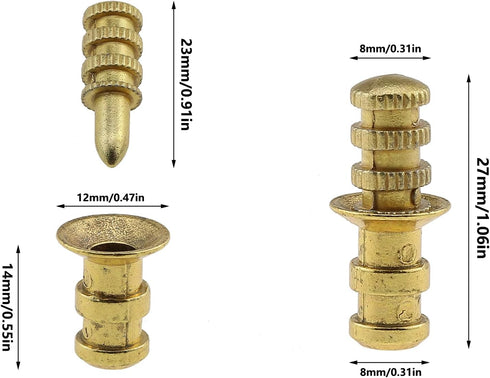 10PCS 8MM/0.31Inch Worktop Blade Locator Worktop Bolt Sleeve Connector Furniture Connector Hidden Concealed Brass Sleeve Suitable for Docking Wood...
