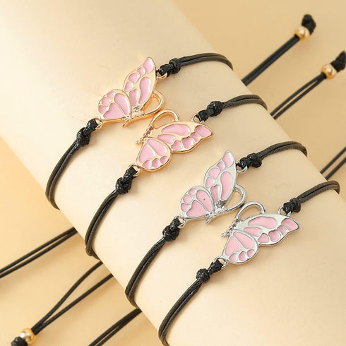 Fuqimanman2020 2pcs Long Distance Matching Enamel Butterfly Love Charm Bracelet Set for 2 Couple Best Friends BFF Friendship Mother Daughter Jewel...