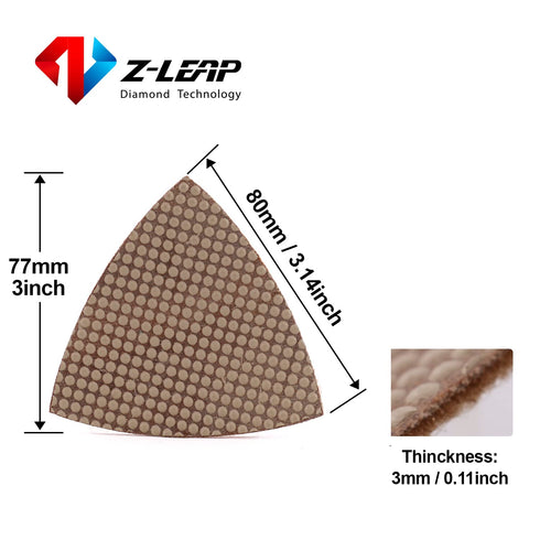 Resin Triangular Sanding Polishing Pads for Oscillating Tools Sandpaper Sheet Porcelain Stone Glass Ceramic Discs 3"(80mm) 3000 Grit-2pcs...