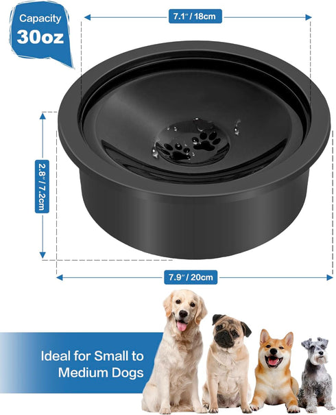 No Spill Water Bowl for Dogs, Slow Drinking Dog Water Dish No Spilling, Messy Splash or Drip, Fits into Elevated Pet Feeder, 30oz Slobber Stopper ...