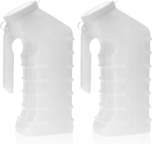 Dealmed Male Urinal with Attached Cover – Portable Urinals for Men with Translucent Receptacle, Shields Odors and Avoids Spills, 1 Ounce Increment...