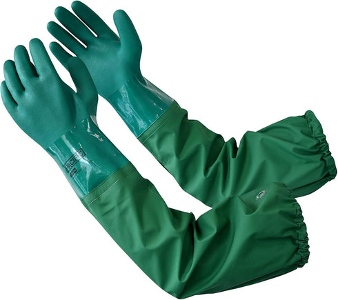 PACIFIC PPE 26" Rubber Gloves, Chemical Resistant Gloves PVC Reusable, Heavy Duty Waterproof Gloves with Cotton Liner, Anti-skid, Acid-alkali and ...