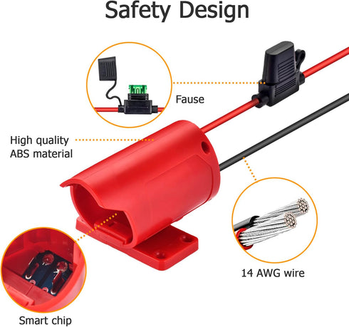 M12 Battery Adapter with Fuse,Power Wheels Adapter for Milwaukee 12V,14 Gauge Wire Power Convertor for DIY RC Trucks, RC Toys, Robotics, Work Ligh...