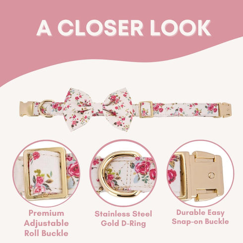 Adjustable Pet Bow Tie and Dog Collar for Small Medium Large Dogs, Puppy Collar with Bowtie, Cute Bow and Dog Collars - Comfortable, Soft, and Dur...