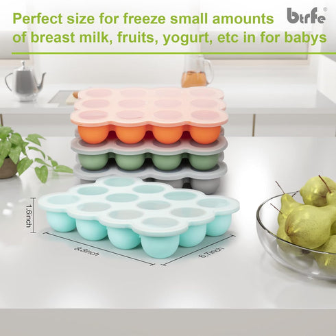 Baby Food Storage Container - 1.5oz x 12 Pods Silicone Freezer Tray with Lid for Homemade Baby Food, Fruit Purees, Vegetable & Breast Milk (Green)...