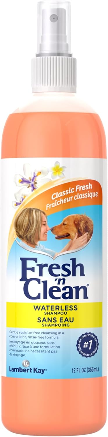 Pet-Ag Fresh ’n Clean Waterless Shampoo, Classic Fresh Scent - 12 oz - Rinse-Free, Anti-Tangle Spray - Gently Cleanses and Moisturizes with Aloe V...
