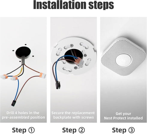 Mounting Plate Replacement for Google Nest Protect 2nd Gen(Wired&Battery) - Replacement Backplate for Nest Detector Models 06A & 06C, White...