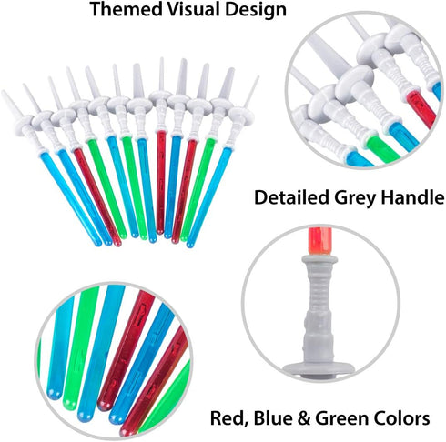 Super Z Outlet Light Sabre Cupcake Decoration Toppers Sticks Picks Set for Children Birthday Party, Fan Shows, Movies, 4" inches Tall - 12 Pack...