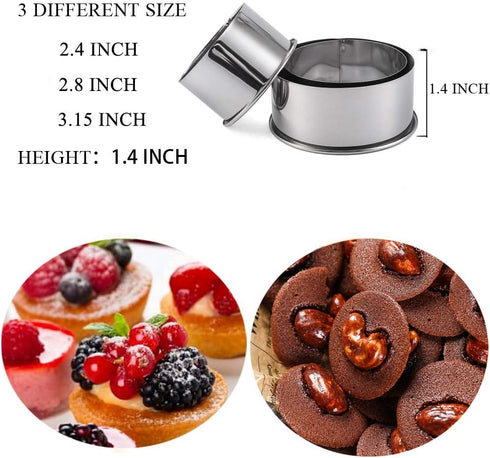 Cookie Cutters - Biscuit Cutters/Stainless Steel Dumpling Cutters/Cake Pastry Cutters/Cake Cookie Scone Cutters Molds stamps for Cooking Baking (3...