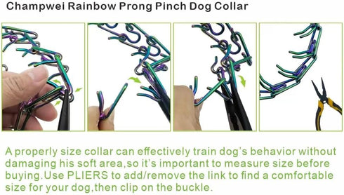 Rainbow Color Prong Pinch Dog Collar, Training Collar for Dogs,No Pull Dog Collar for Small Medium Large Dogs(M)...