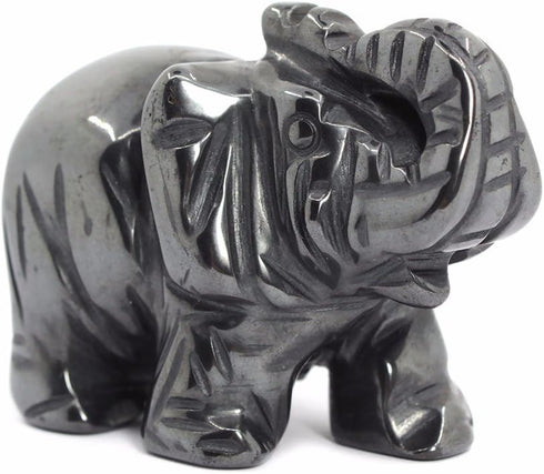 Justinstones Carved Natural Hematite Gemstone Elephant Healing Guardian Statue Figurine Crafts 2 inch...
