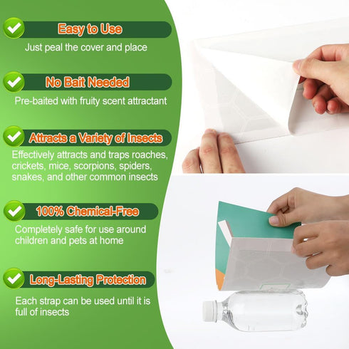 10 PCS Large Glue Trap Strips for Trapping Insects, Mice, Spiders, Bugs, Crickets, Scorpions, Roaches, Super Sticky & Non-Toxic Glue Boards Pre-Ba...
