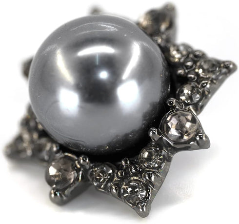 20 pcs Black Retro Metal Octagram Half Faux Pearl Sewing Shank Coat Buttons -25mm -1"...