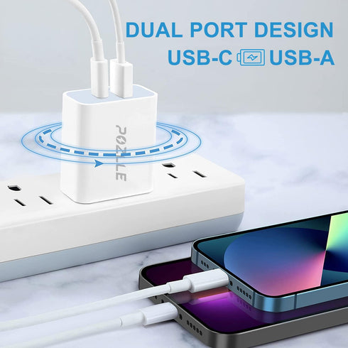 USB C Wall Charger 43W PD 3.0 Dual Port USB Safety Certified Compatible with Samsung Galaxy S20/S10 S10e S10+ S9 S8, Note 10 9 8 etc......